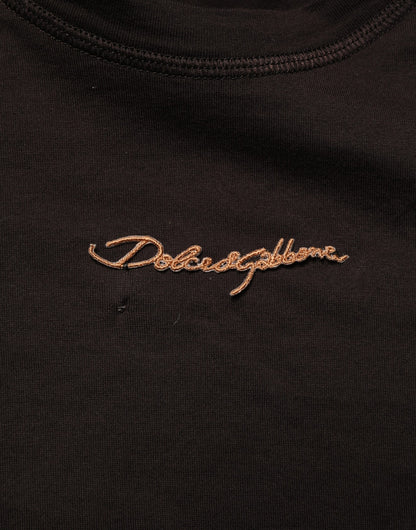 T-shirt col rond homme Dolce & Gabbana marron brodé du logo