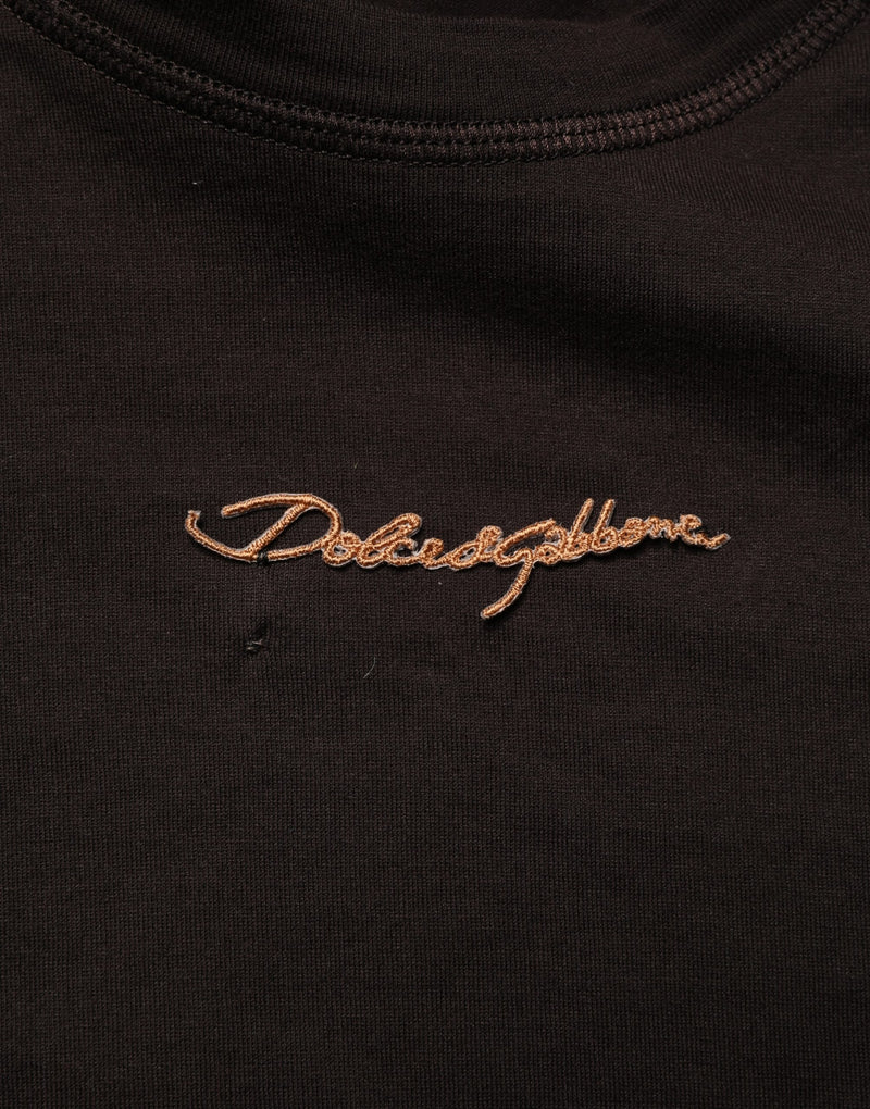 T-shirt col rond homme Dolce & Gabbana marron brodé du logo