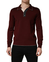 T-shirt à manches longues en laine bordeaux Dolce & Gabbana Réédition