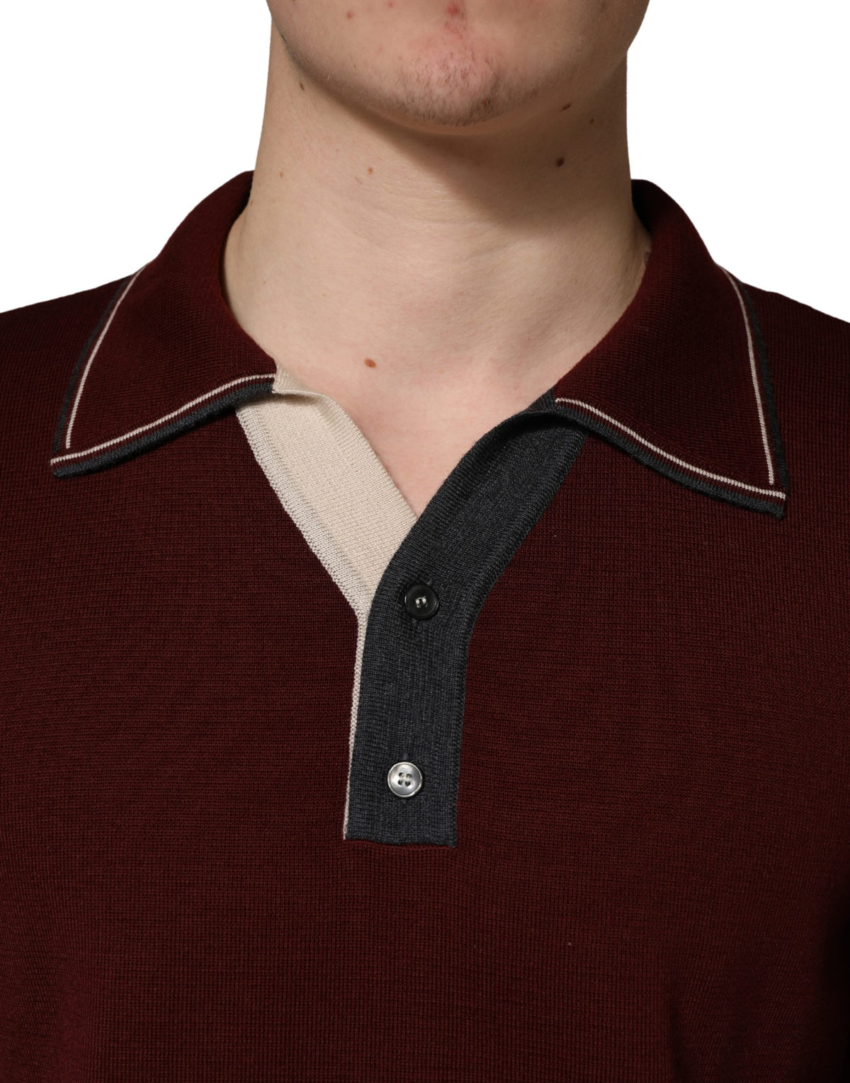 T-shirt à manches longues en laine bordeaux Dolce & Gabbana Réédition