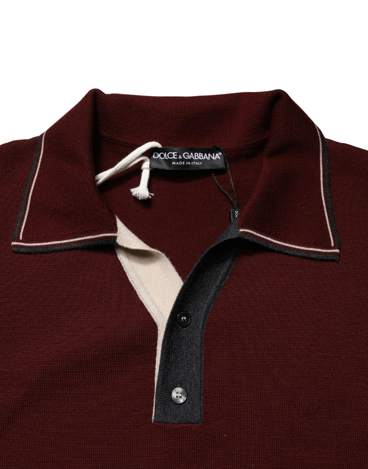 T-shirt à manches longues en laine bordeaux Dolce & Gabbana Réédition
