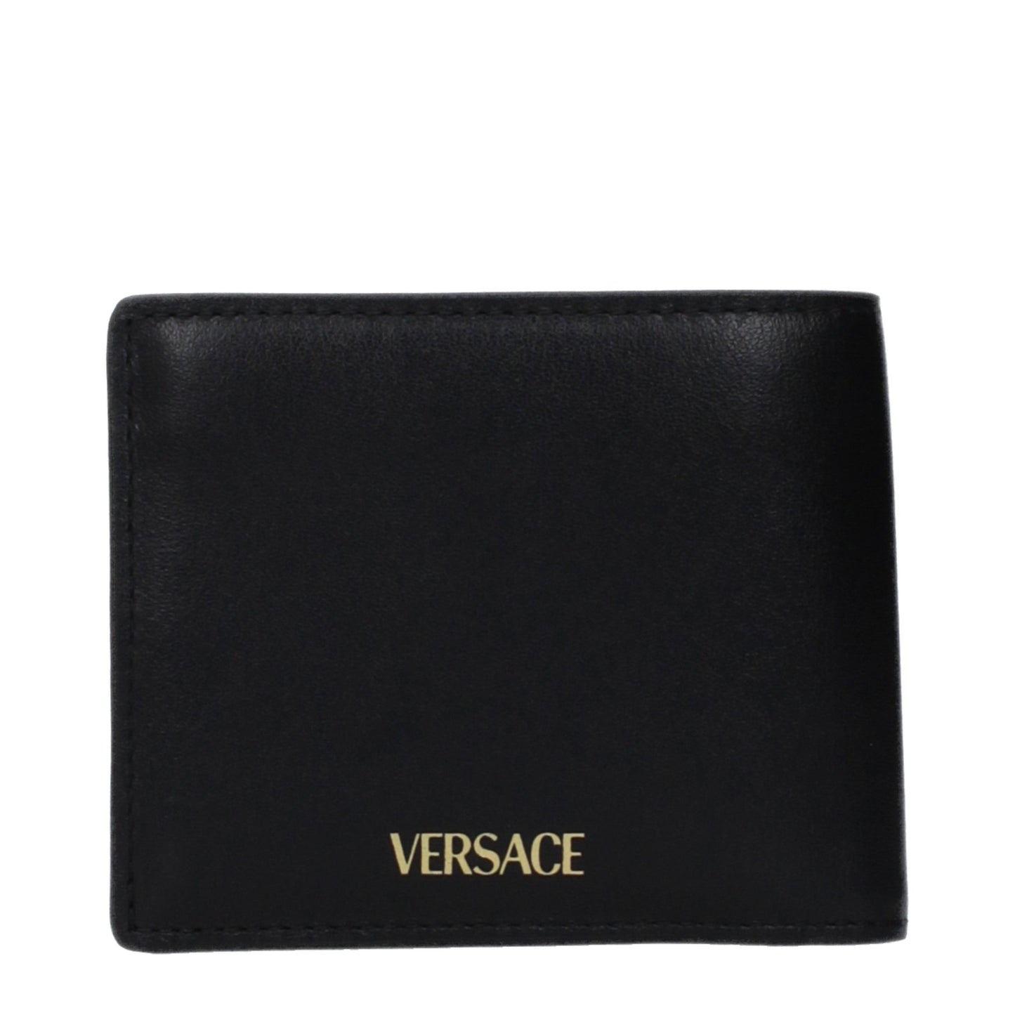 Portefeuille en cuir noir Versace