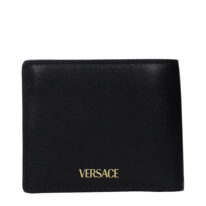 Portefeuille en cuir noir Versace