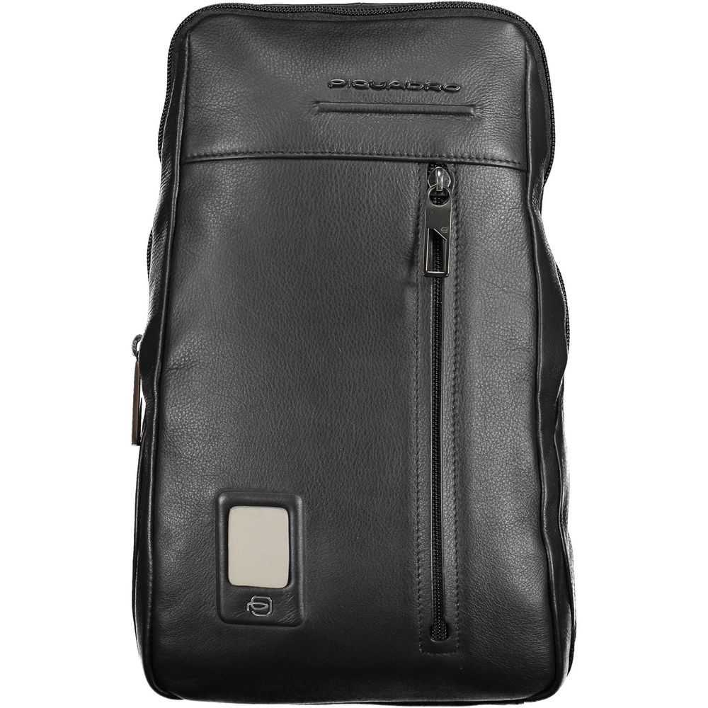 Piquadro Nero Leather Men's Shoulder Bag