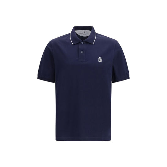 Brunello Cucinelli Blue Cotton Polo Shirt for Men