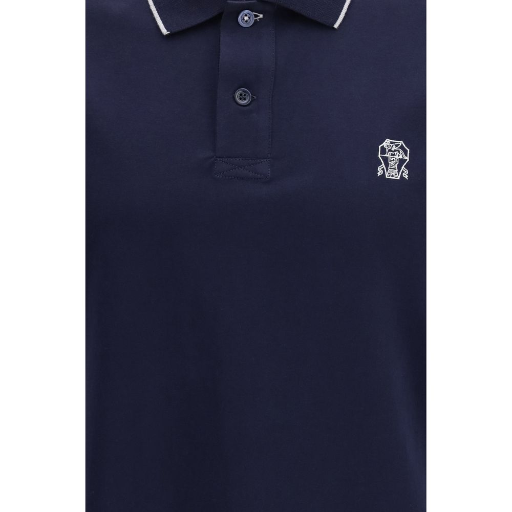 Brunello Cucinelli Polo Shirt en Coton Bleu pour Homme