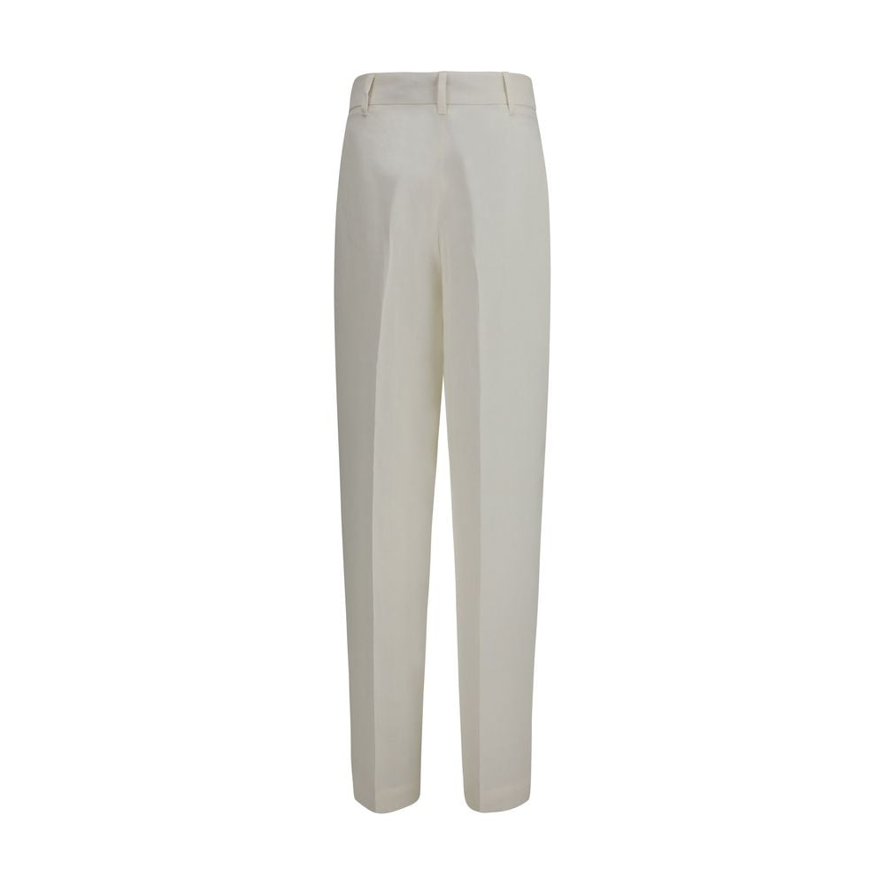 Max Mara Mstsumero White Linen Casual Pants