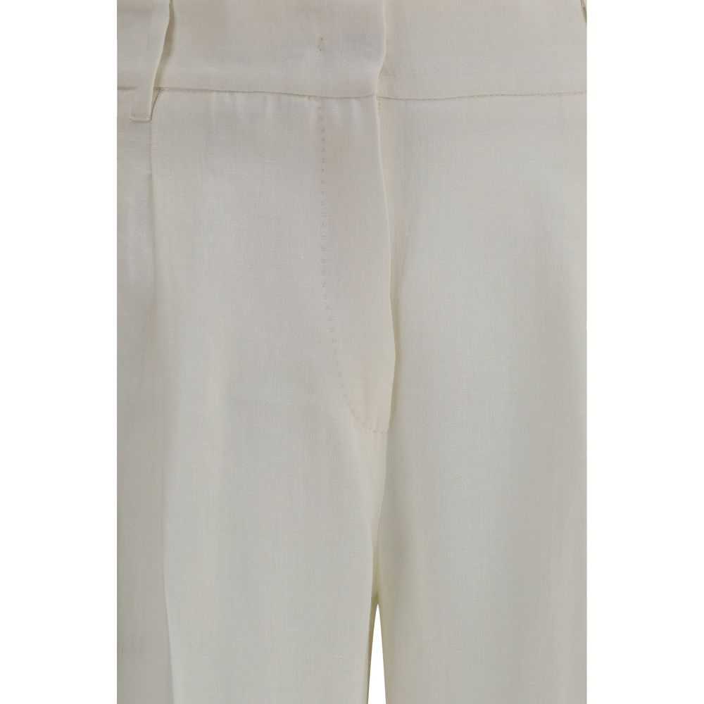 Max Mara Mstsumero White Linen Casual Pants
