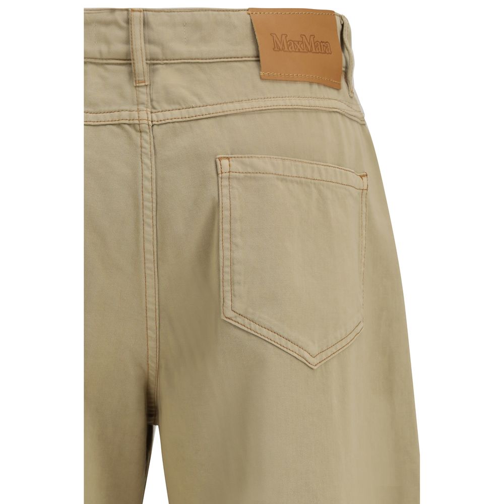 Max Mara Beige Cotton Baggy Pants for Women