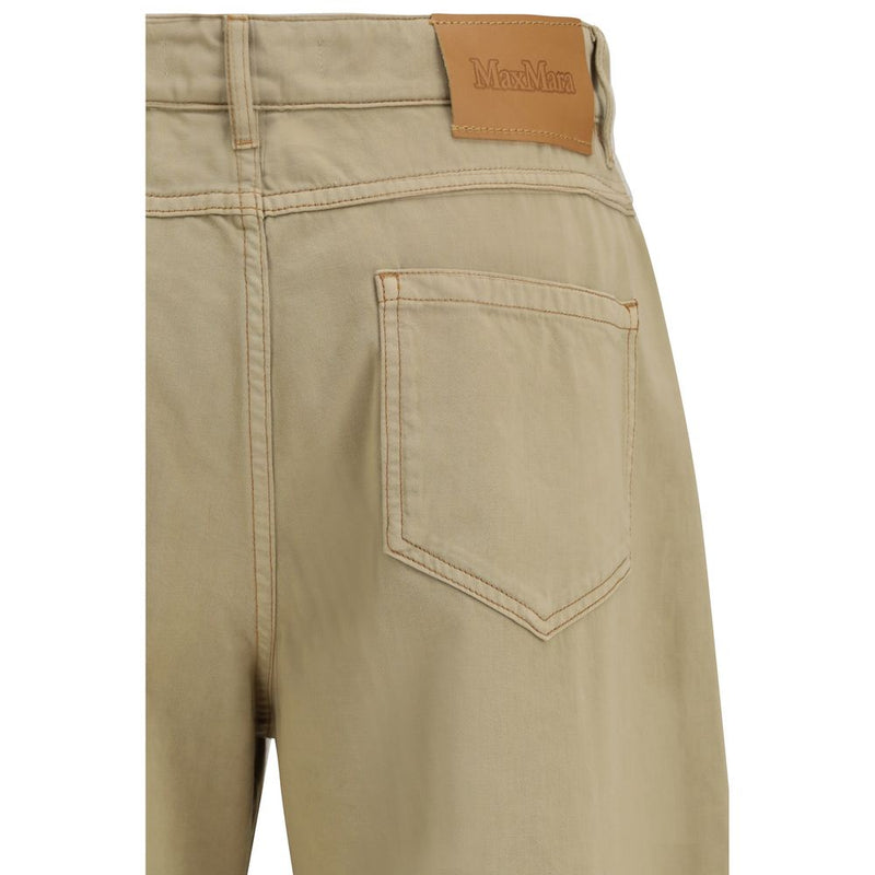 Max Mara Beige Cotton Baggy Pants for Women
