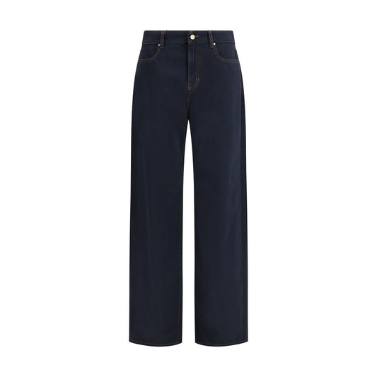 Max Mara Blue Cotton Baggy Pants for Women