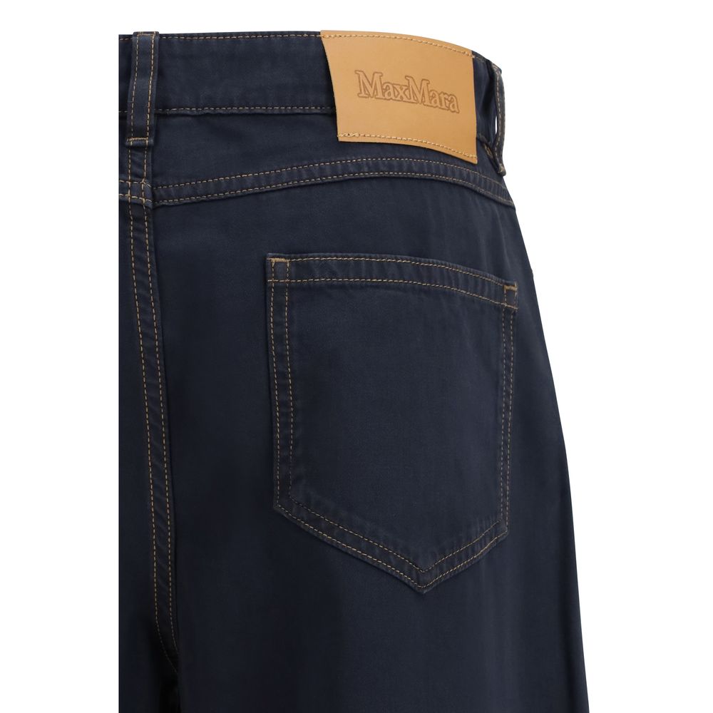 Max Mara Blue Cotton Baggy Pants for Women