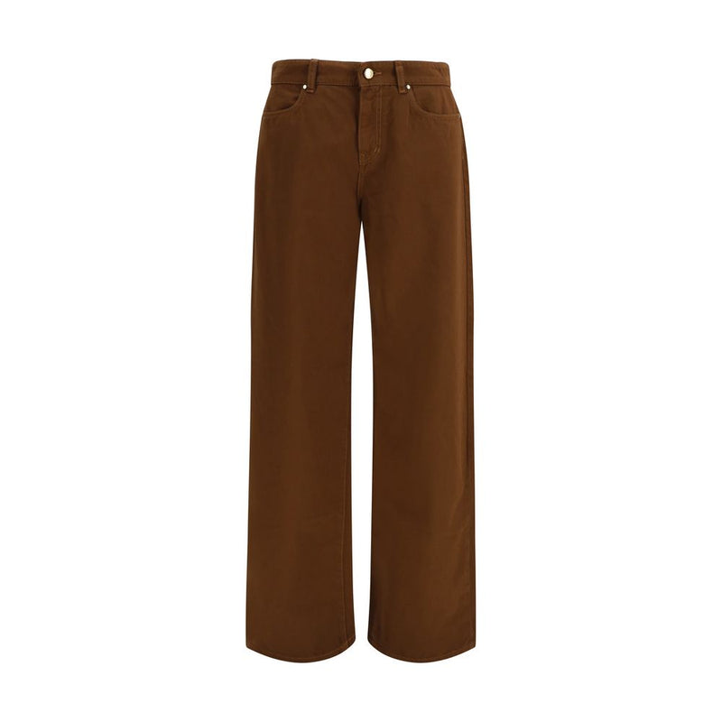 Max Mara Brown Cotton Casual Pants - Baggy Style