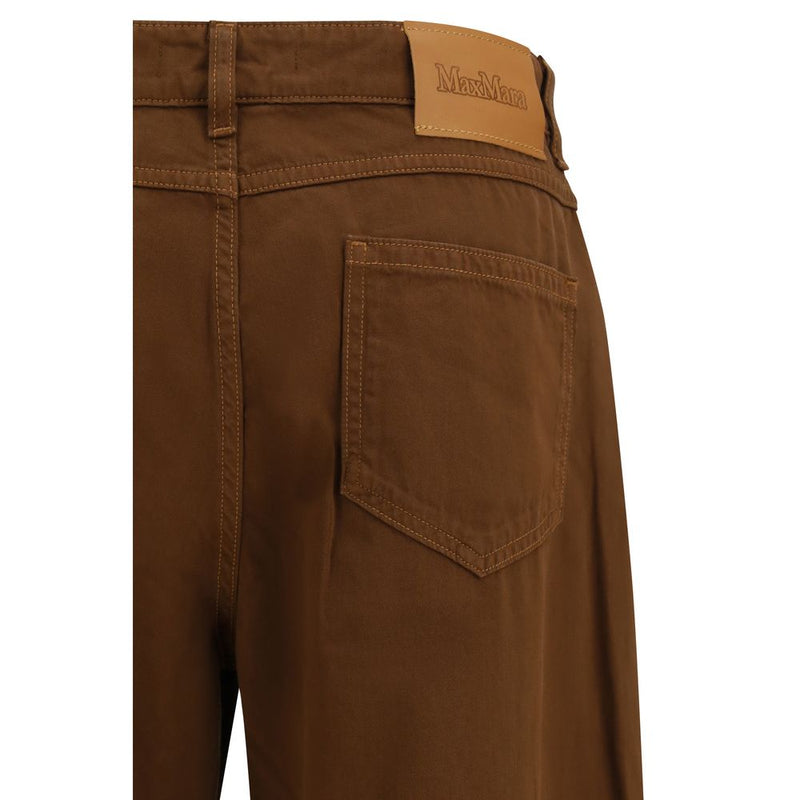 Max Mara Brown Cotton Casual Pants - Baggy Style