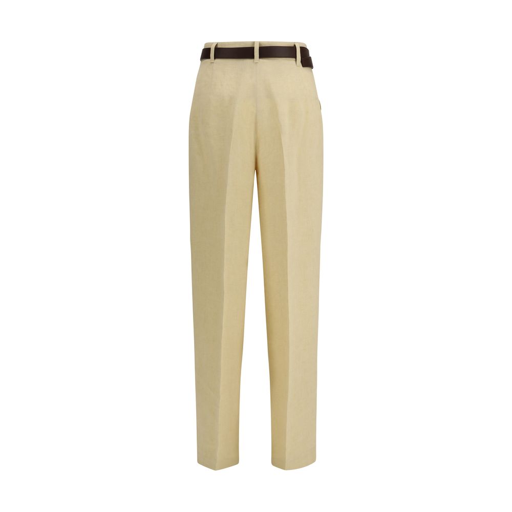 Max Mara Mstsumero Beige Linen Casual Pants
