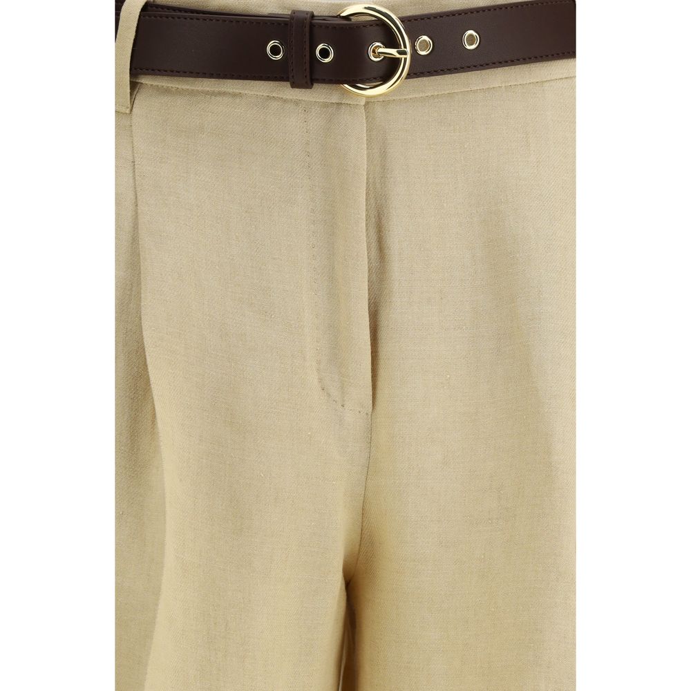 Max Mara Mstsumero Beige Linen Casual Pants