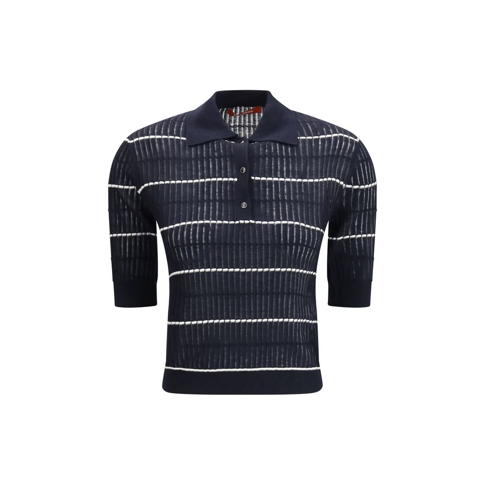 Max Mara Polo Gallo Blue Silk and Wool Shirt