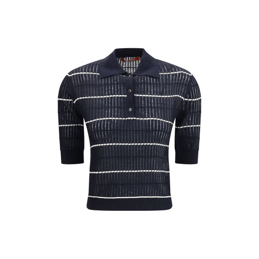 Max Mara Polo Gallo Blue Silk and Wool Shirt