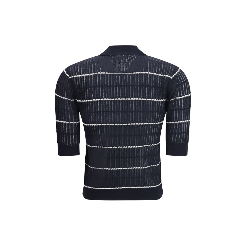 Max Mara Polo Gallo Blue Silk and Wool Shirt