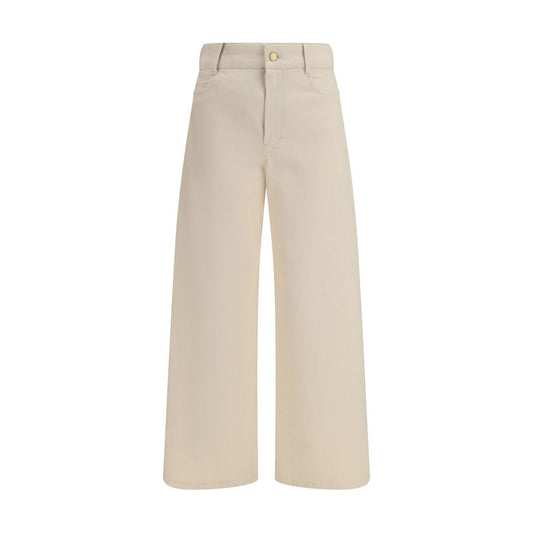 Pantalon décontracté en coton beige 'S Max Mara