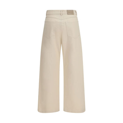 Pantalon décontracté en coton beige 'S Max Mara