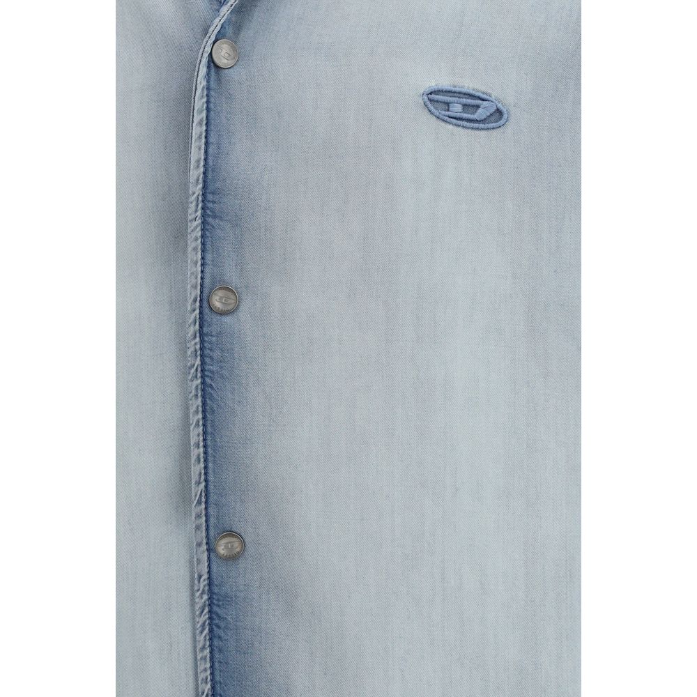 Diesel D-Nabil-FSI Blue Lyocell Shortsleeve Shirt