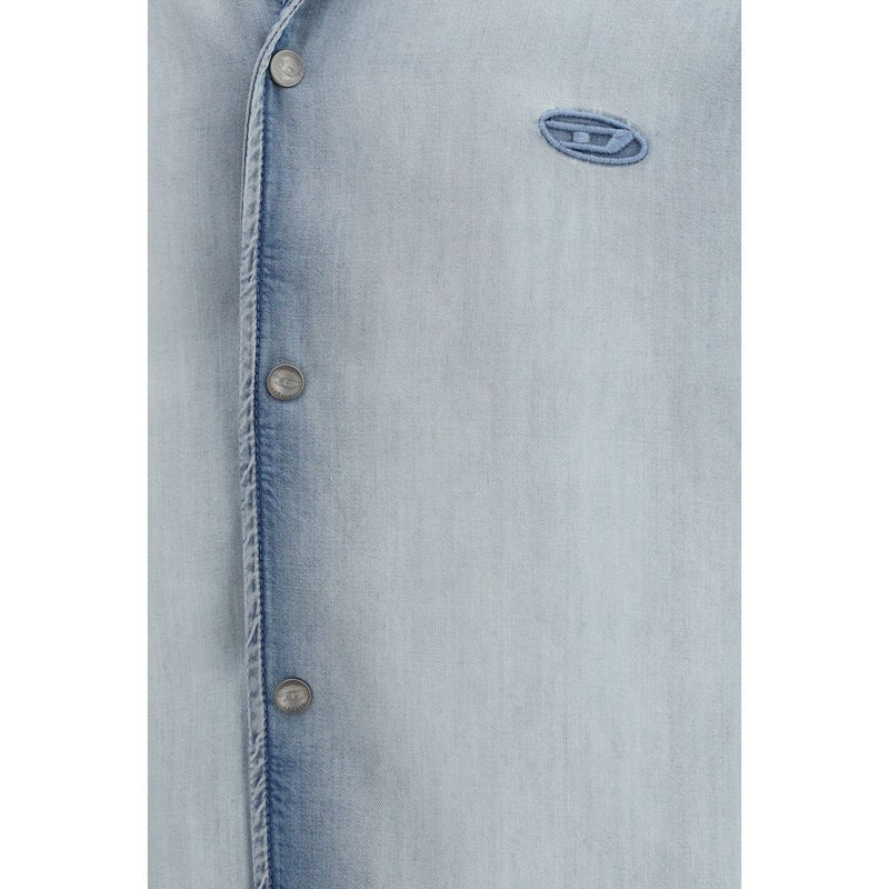 Diesel D-Nabil-FSI Blue Lyocell Shortsleeve Shirt for Men