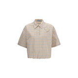Prada Beige Checked Poplin Shirt for Women