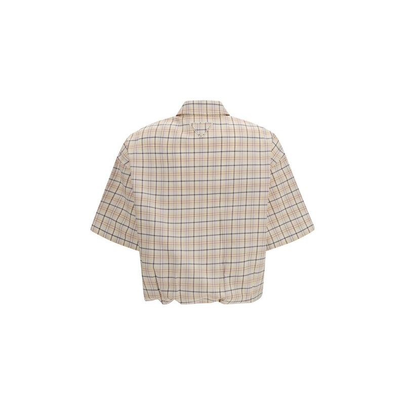 Prada Beige Checked Poplin Shirt for Women