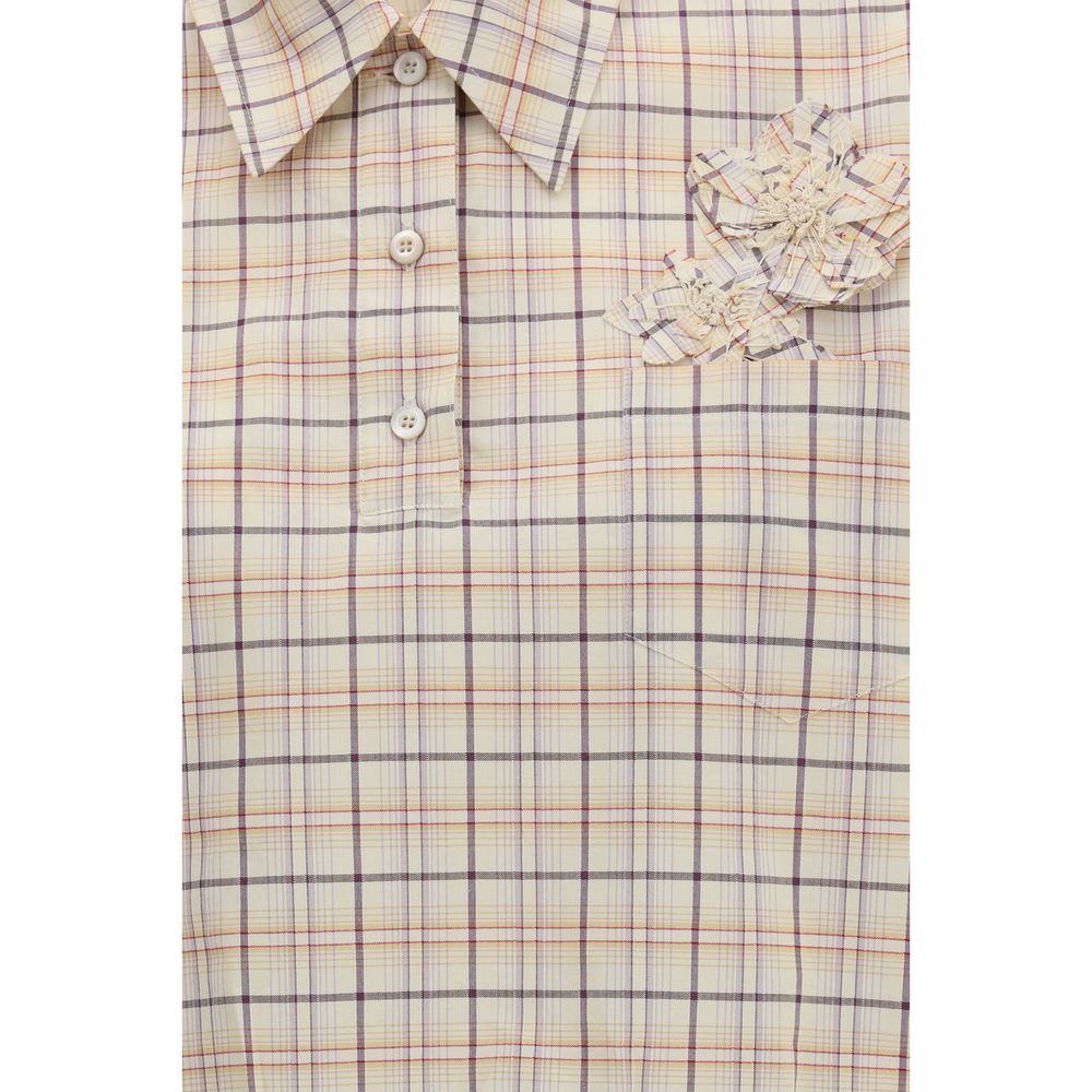 Prada Beige Checked Poplin Shirt for Women
