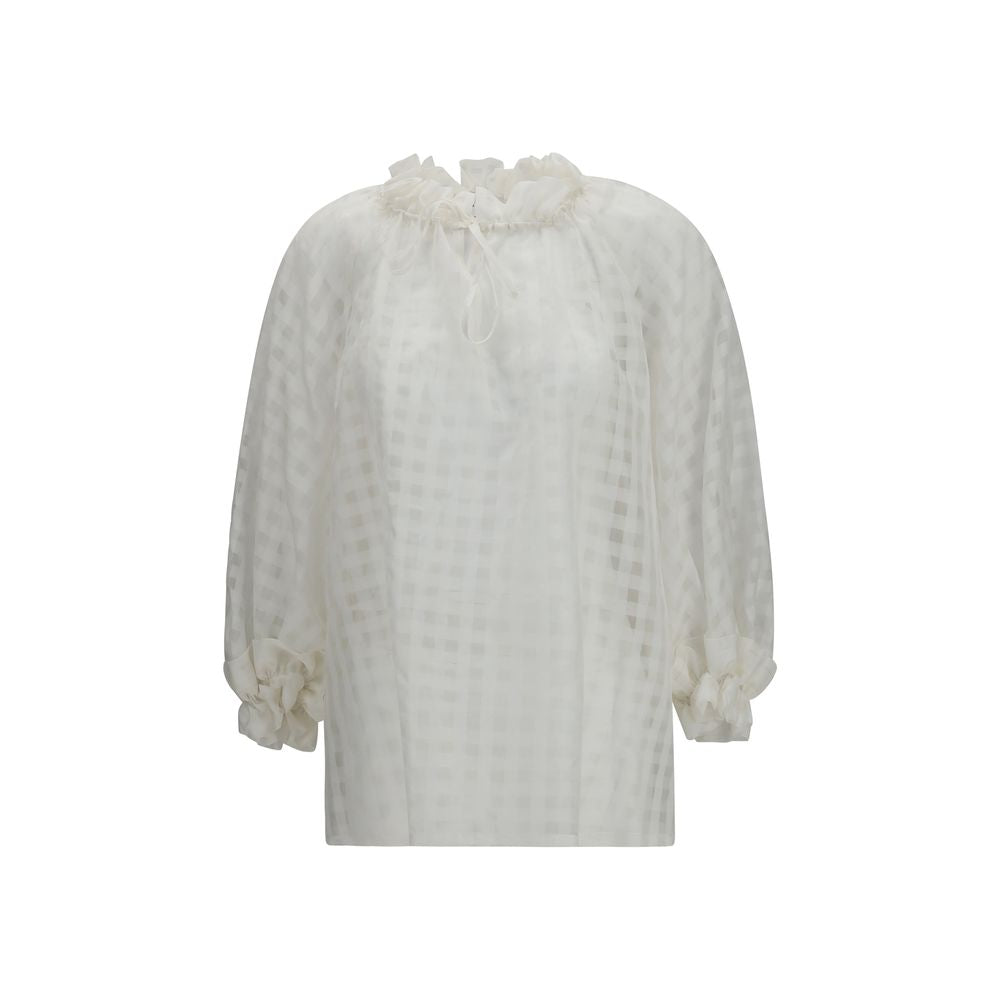 Sara Roka Amabel White Cotton Pattern Shirt