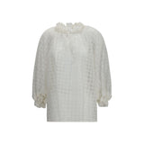 Sara Roka Amabel White Cotton Pattern Shirt