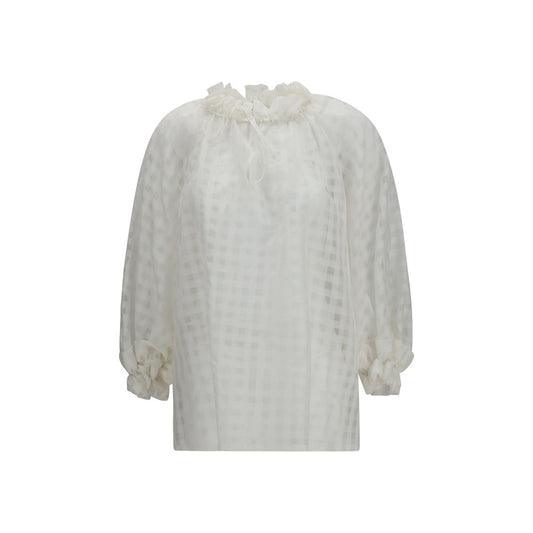 Sara Roka Amabel White Cotton Pattern Shirt