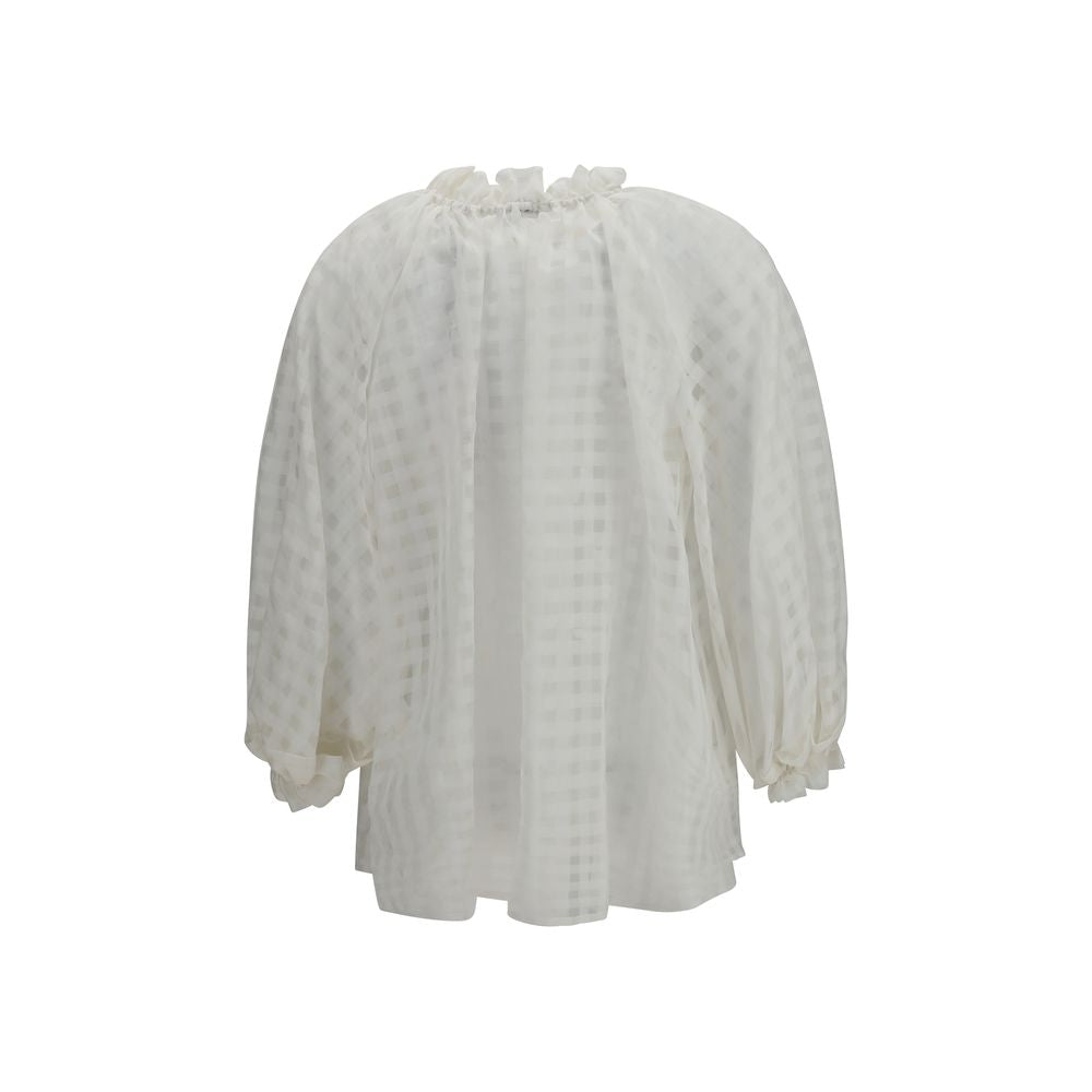 Sara Roka Amabel White Cotton Pattern Shirt