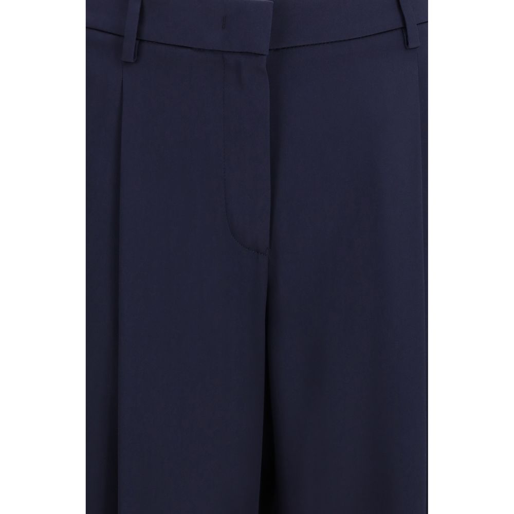 Giorgio Armani Blue Silk Casual Pants - Elegant & Sophisticated