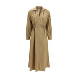 Max Mara Pedaggi Midi Dress in Beige Cotton
