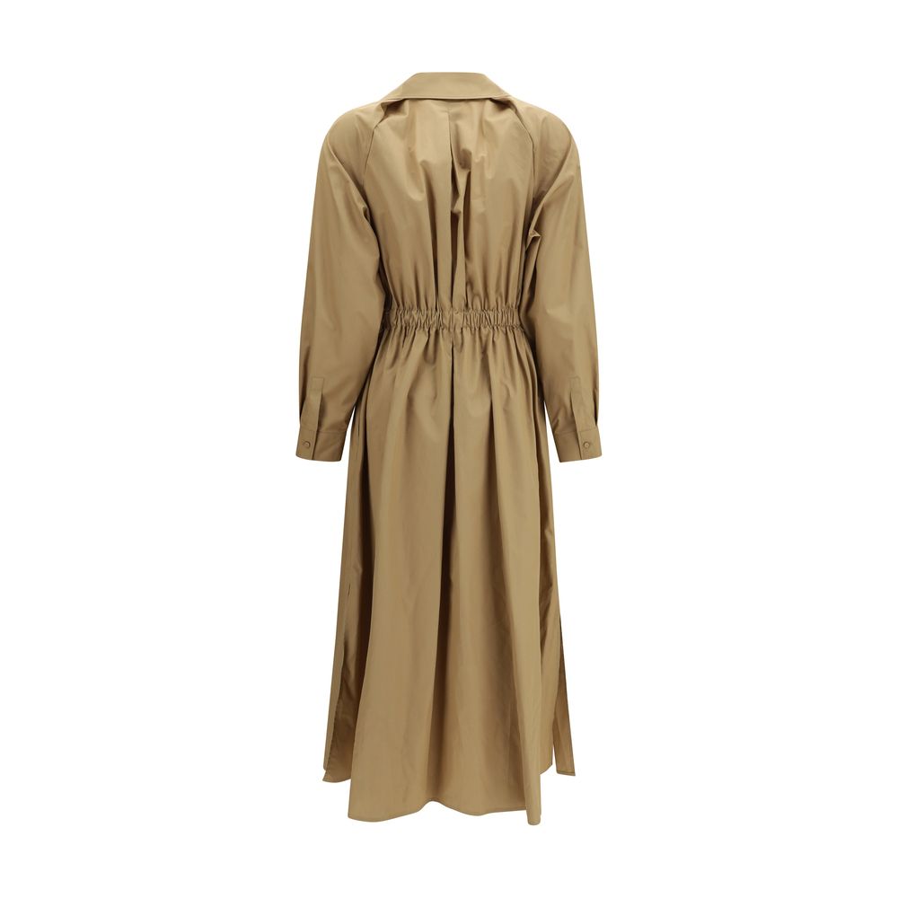 Max Mara Pedaggi Midi Dress in Beige Cotton