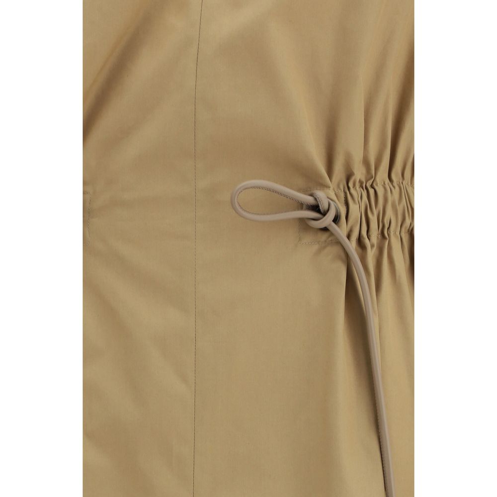 Max Mara Pedaggi Midi Dress in Beige Cotton