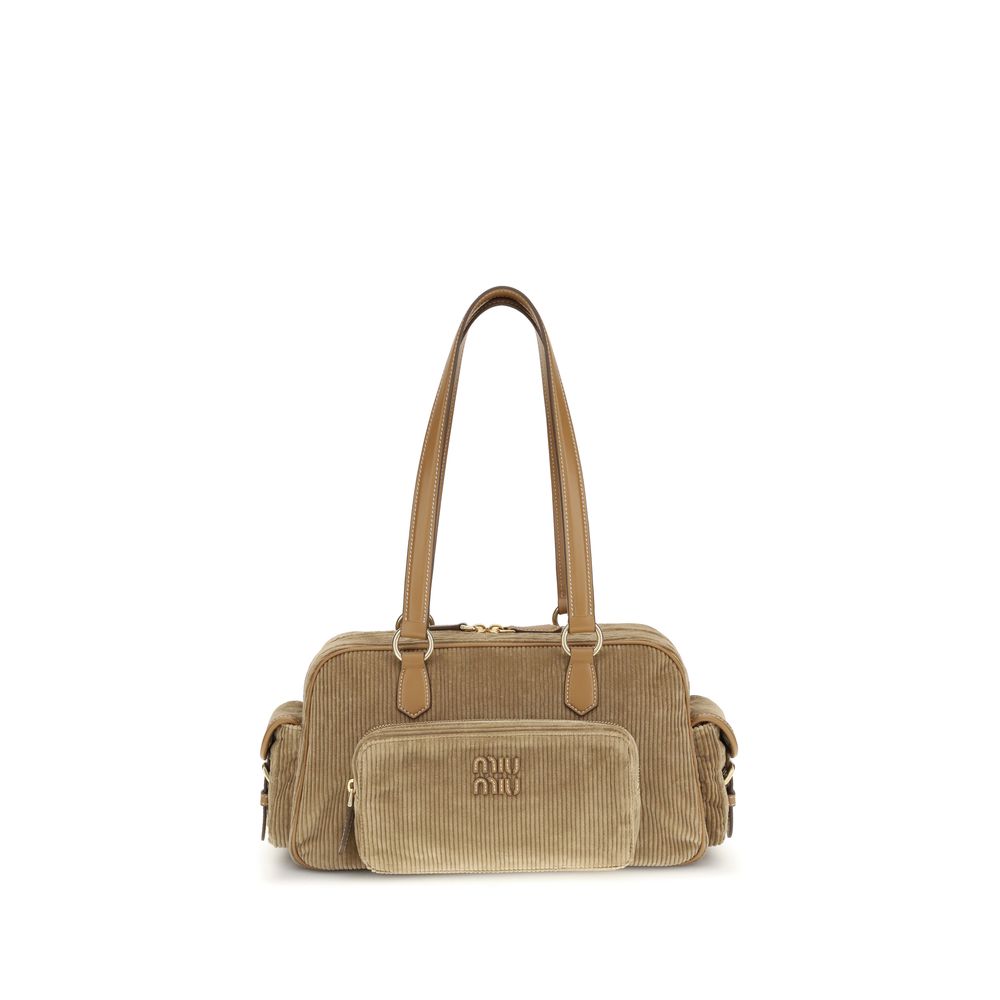 Miu Miu Beige Cotton Shoulder Bag - Chic and Practical