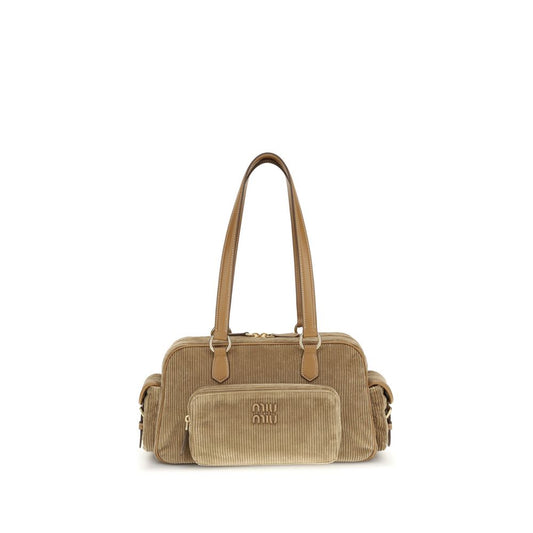 Miu Miu Beige Cotton Shoulder Bag - Chic and Practical