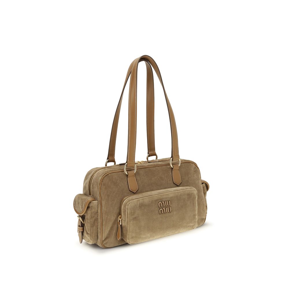 Miu Miu Beige Cotton Shoulder Bag - Chic and Practical