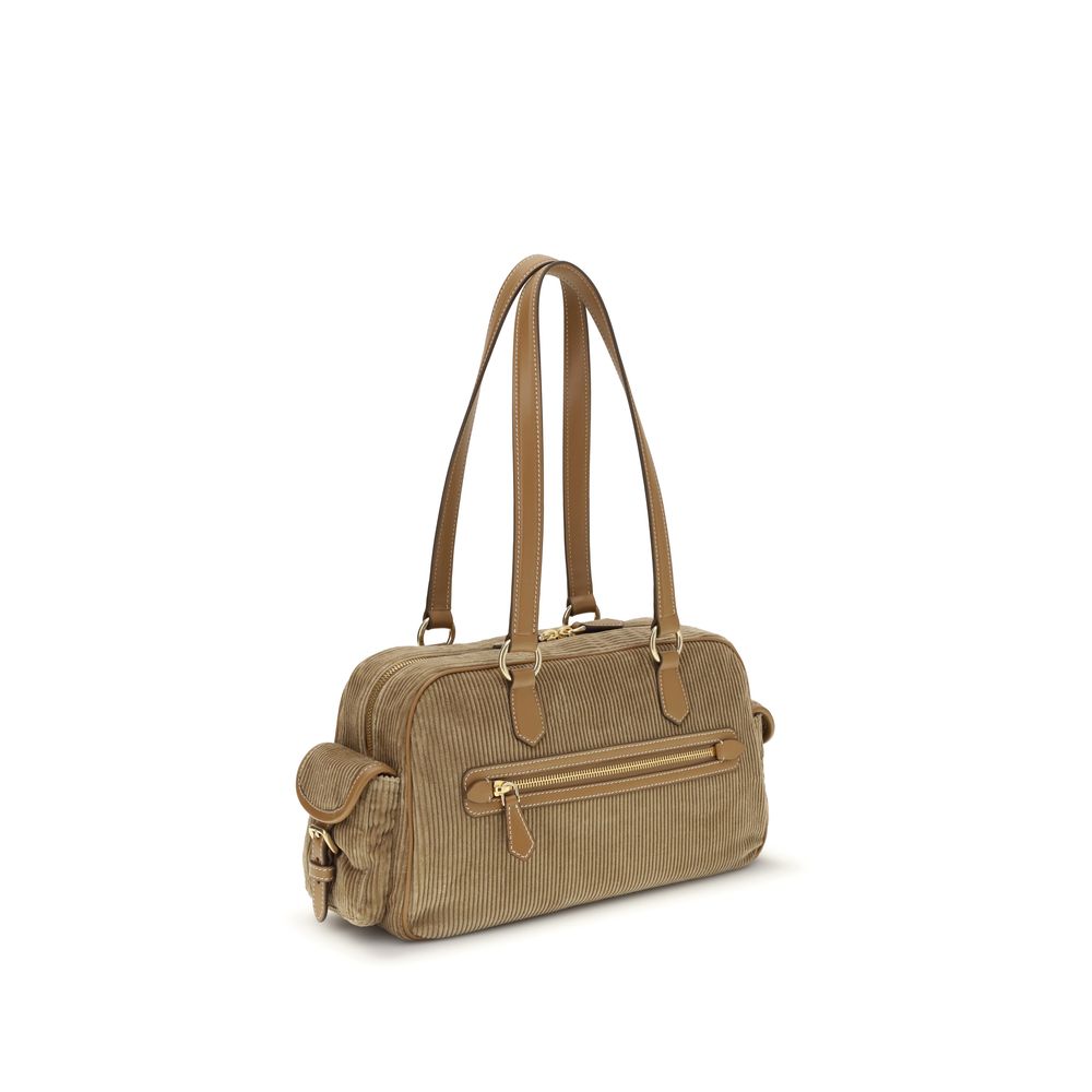 Miu Miu Beige Cotton Shoulder Bag - Chic and Practical