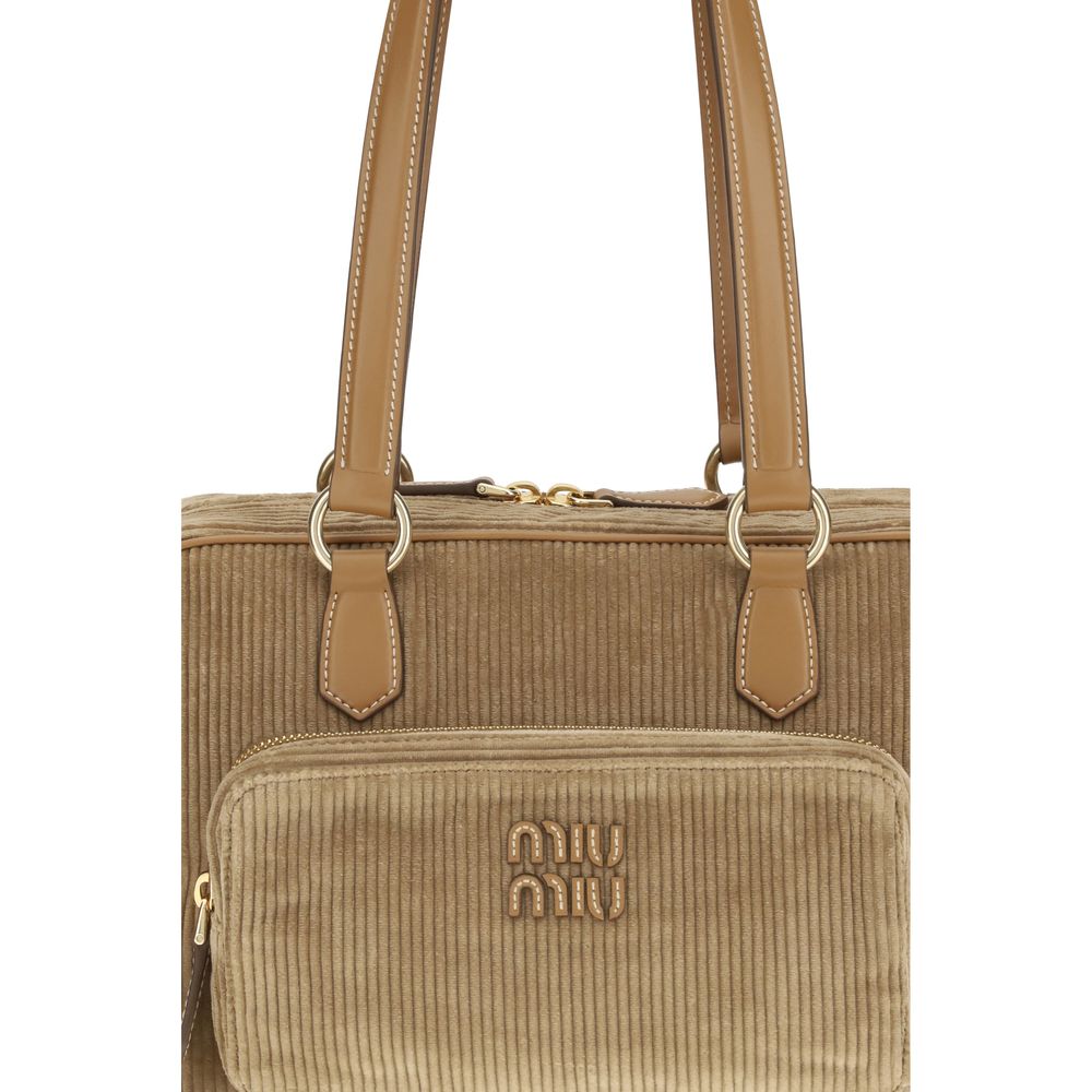 Miu Miu Beige Cotton Shoulder Bag - Chic and Practical