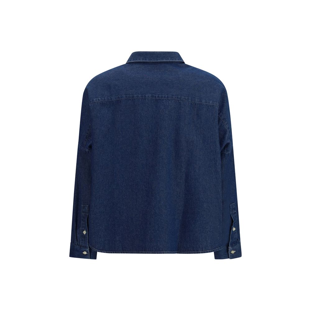 Deperlu Blue Denim Shirt - Elegant Cotton and Linen Blend