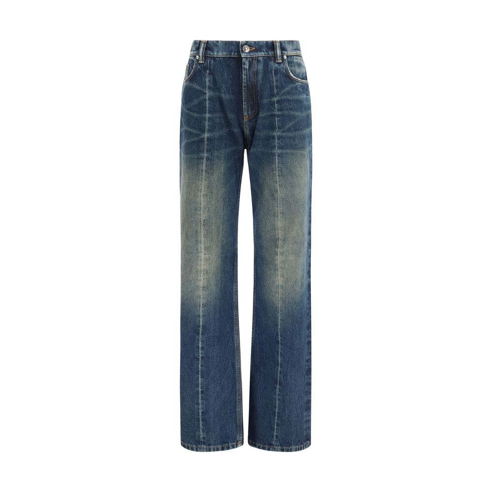 Versace Blue Cotton Straight-Leg Jeans for Women