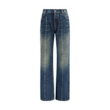 Versace Blue Cotton Straight-Leg Jeans for Women