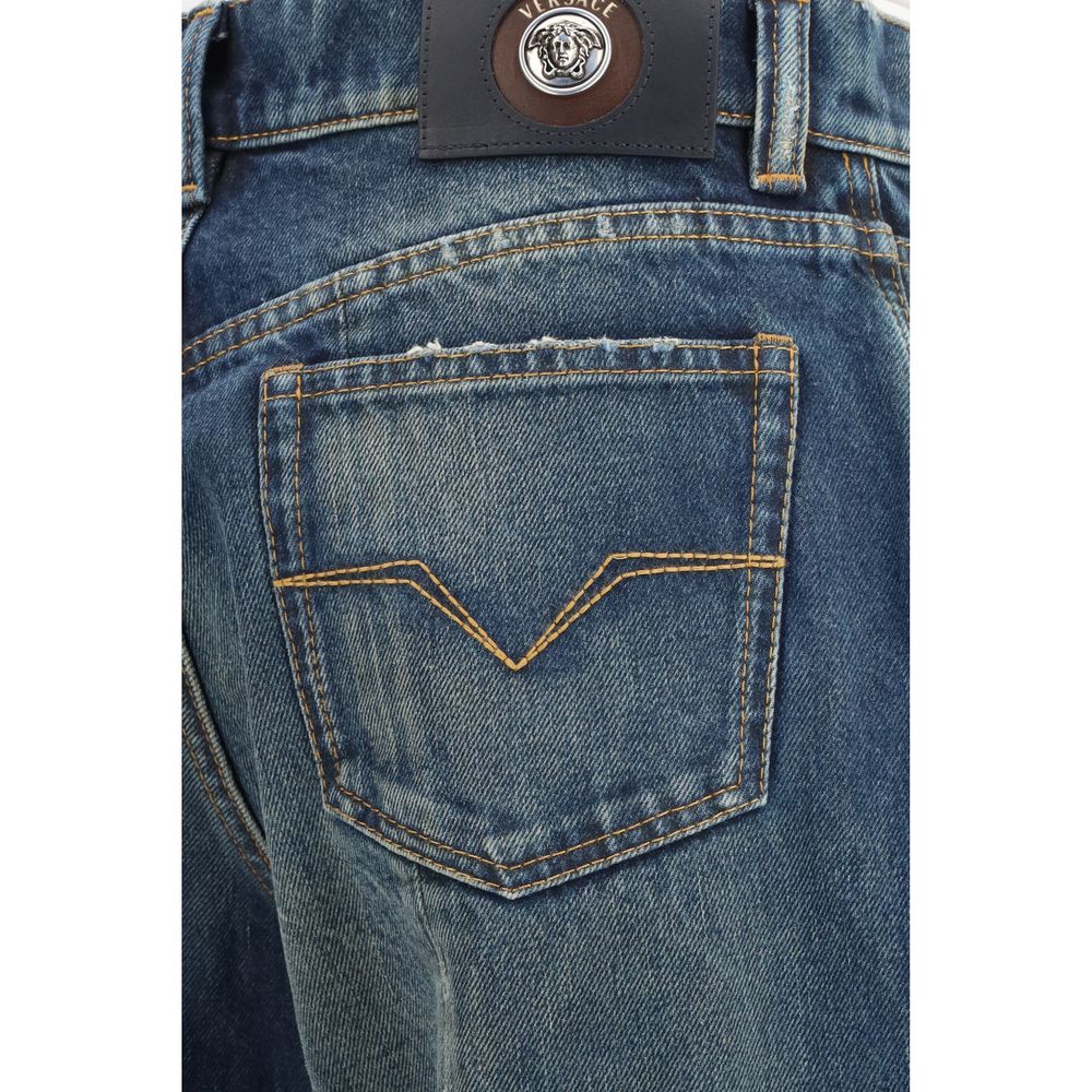Versace Blue Cotton Straight-Leg Jeans for Women