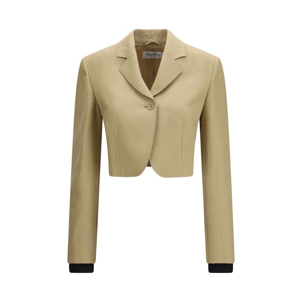Max Mara Buono Beige Linen Denim Jacket for Women