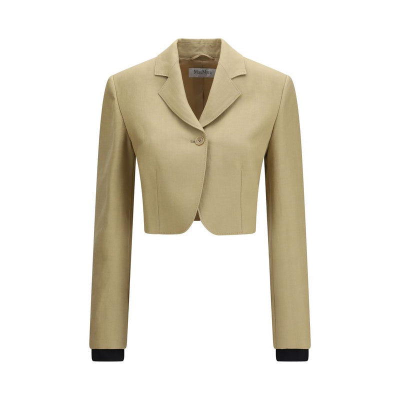 Max Mara Buono Beige Linen Denim Jacket for Women