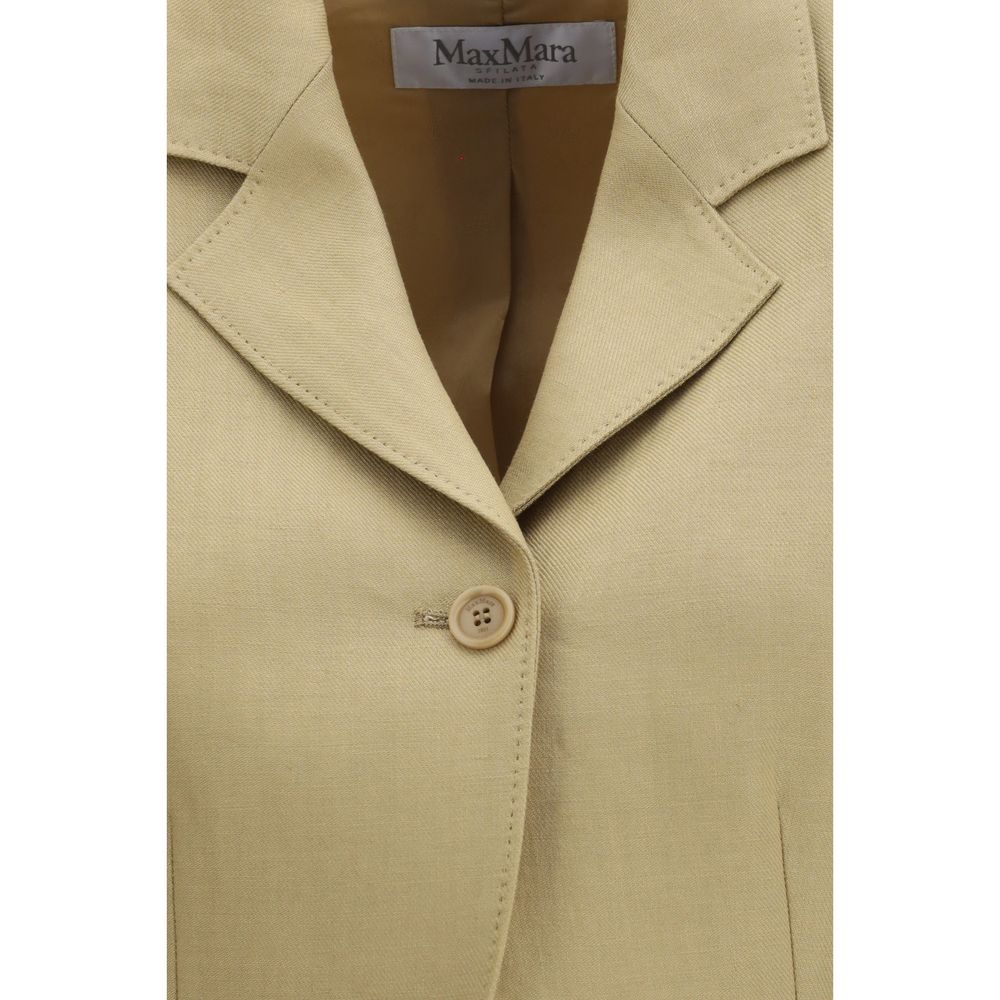 Max Mara Buono Beige Linen Denim Jacket for Women